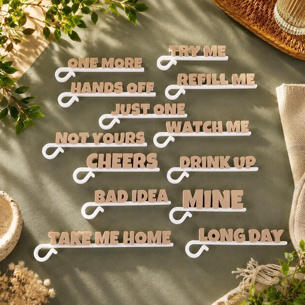 13 Pack Personalised 3D Printed Fun Drink Tags