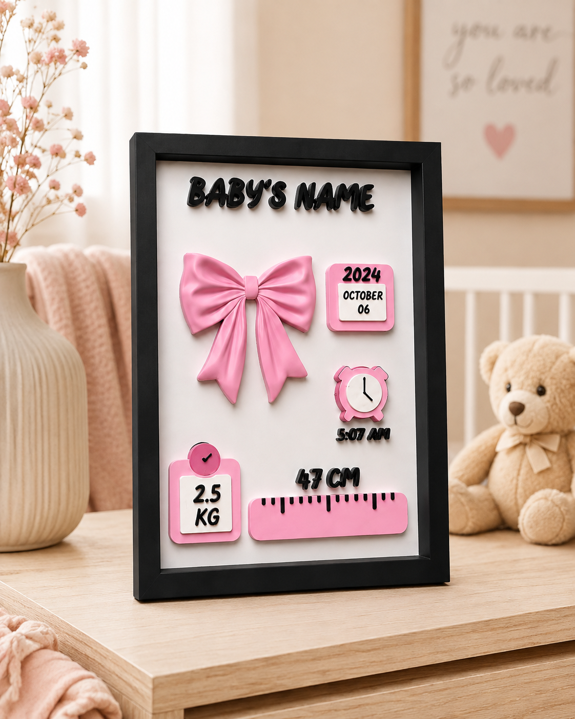 Personalised Baby Birth Stats Frame
